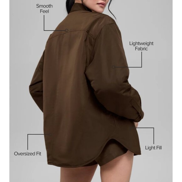 NWT ALO Socialite Shacket Espresso XS Lightweight Unisex Layering Jacket - Picture 3 of 10